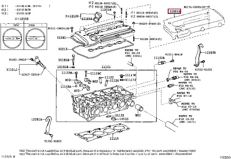 1260128100 Toyota Cover sub-assy, engine, no.1