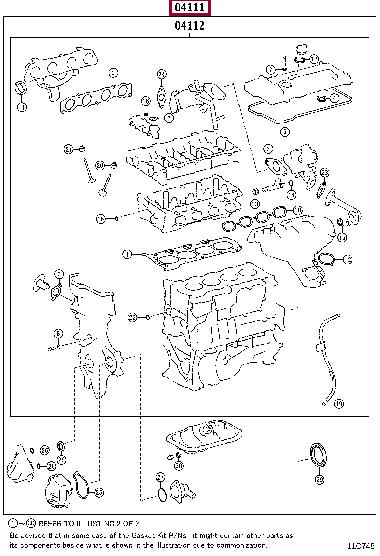 Toyota 04111-37313 Прокладка двигуна, комплект 0411137313: Приваблива ціна - Купити в Україні на EXIST.UA! 0411137313 Toyota Прокладка двигуна, комплект
