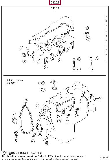 0411154281 Toyota Прокладка двигуна, комплект
