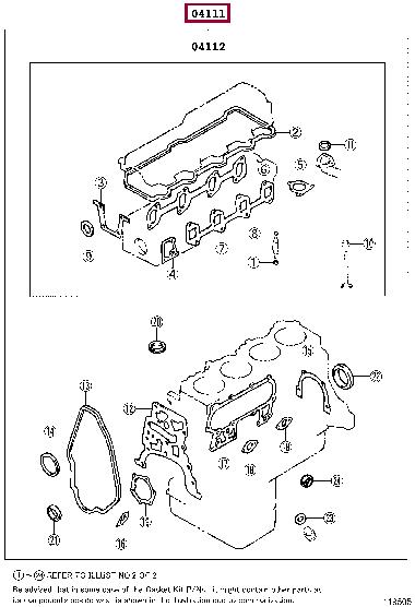 0411154450 Toyota Прокладка двигуна, комплект
