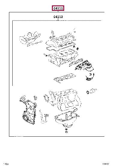 04111B1970 Toyota Прокладки двигателя, комплект