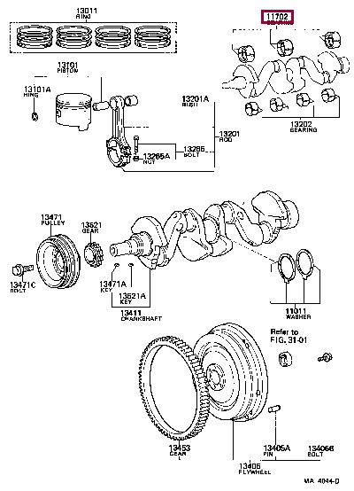 1170244040 Toyota Вкладыши вала коленчатого