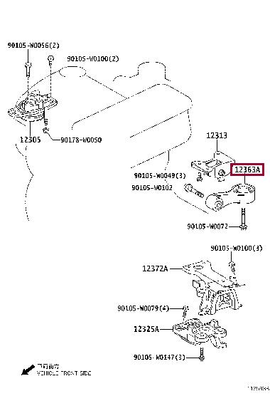 123630Q010 Toyota Подушка двигателя задняя