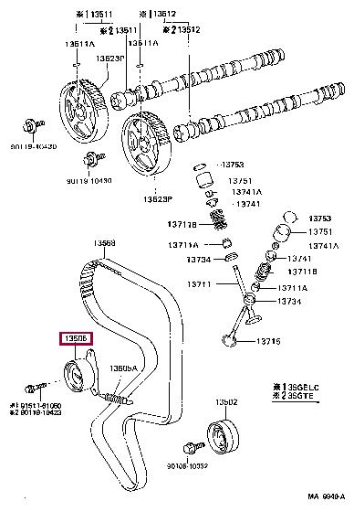 Toyota 13505-88360 Ролик ременя ГРМ 1350588360: Купити в Україні - Добра ціна на EXIST.UA!