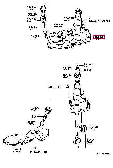 Toyota 15100-43010 Насос масляный 1510043010: Отличная цена - Купить в Украине на EXIST.UA! 1510043010 Toyota Насос масляный