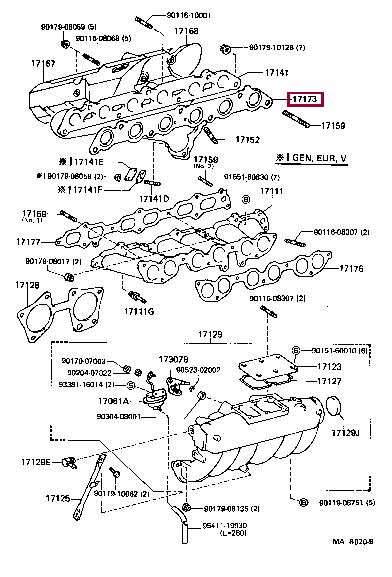 1717343040 Toyota Прокладка выпускного коллектора