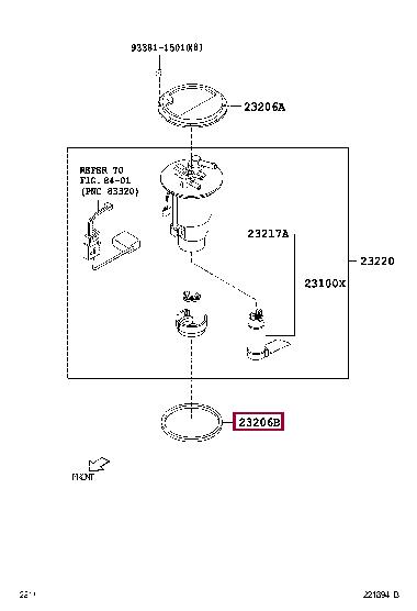 2323287401 Toyota Прокладка резиновая