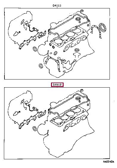Toyota 04112-16172 Прокладки ГБЦ, комплект 0411216172: Отличная цена - Купить в Украине на EXIST.UA! 0411216172 Toyota Прокладки ГБЦ, комплект