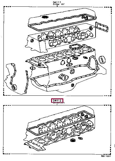 0411243013 Toyota Прокладки ГБЦ, комплект