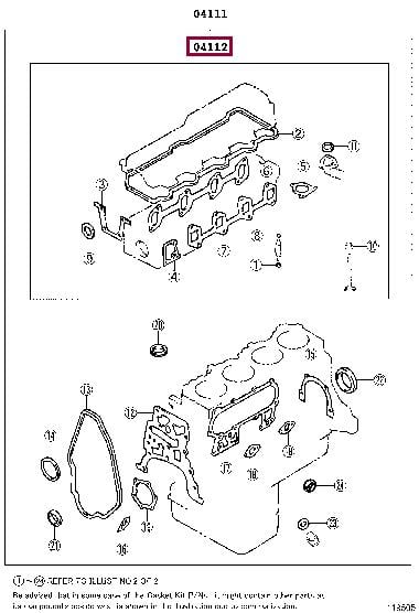 0411254390 Toyota Прокладки ГБЦ, комплект