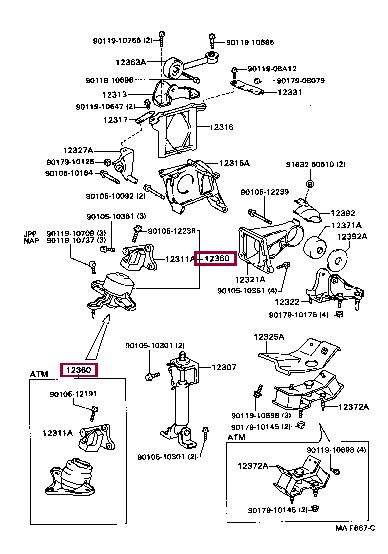 Toyota 12360-62010 Подушка двигателя 1236062010: Отличная цена - Купить в Украине на EXIST.UA! 1236062010 Toyota Подушка двигателя