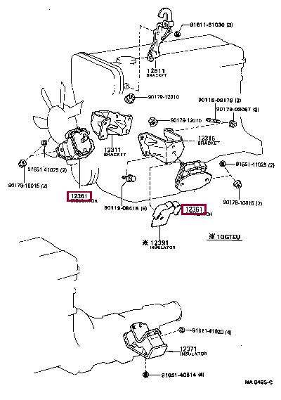 1236170070 Toyota Подушка двигателя