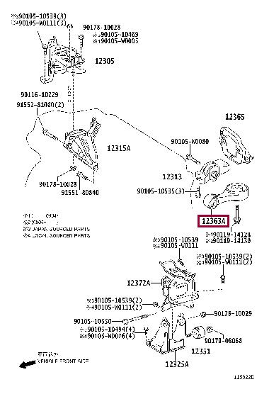 123630Y010 Toyota Подушка двигателя