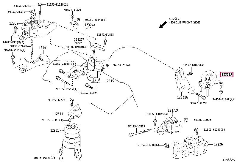 Toyota 12371-31440 Подушка двигуна 1237131440: Приваблива ціна - Купити в Україні на EXIST.UA! 1237131440 Toyota Подушка двигуна