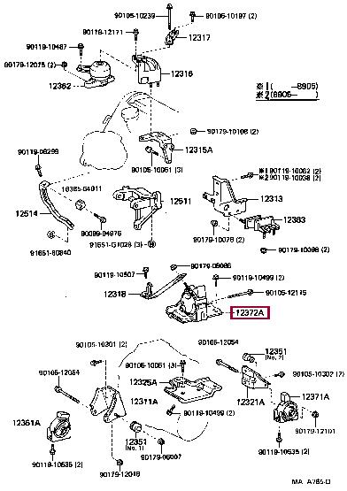 1237274170 Toyota Подушка двигателя