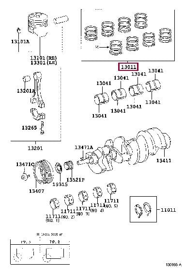 130110F022 Toyota Кільця поршневі