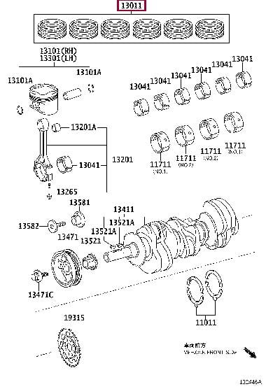 130110P051 Toyota Кольца поршневые