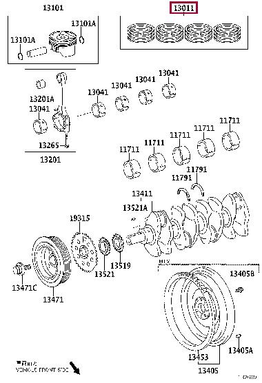 130110T120 Toyota Кольца поршневые