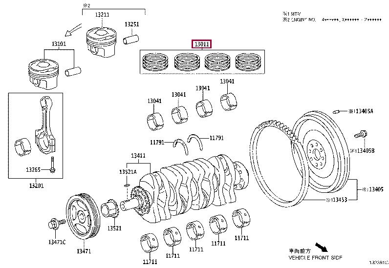 130110Y030 Toyota Кольца поршневые