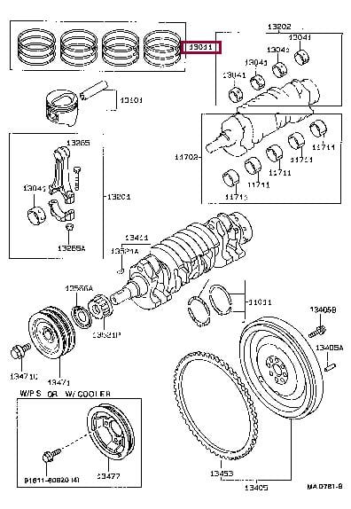 1301111160 Toyota Кольца поршневые