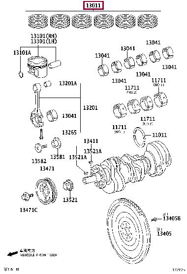 1301131143 Toyota Кольца поршневые