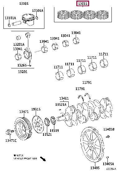 1301137350 Toyota Кольца поршневые