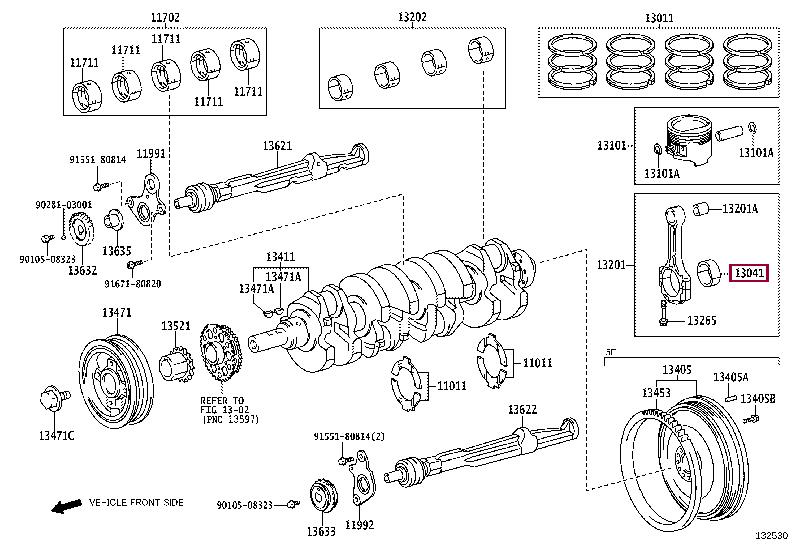 Вкладыш шатунный Toyota 13041-75070-04