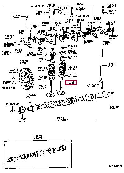 1371544012 Toyota Клапан выпускной