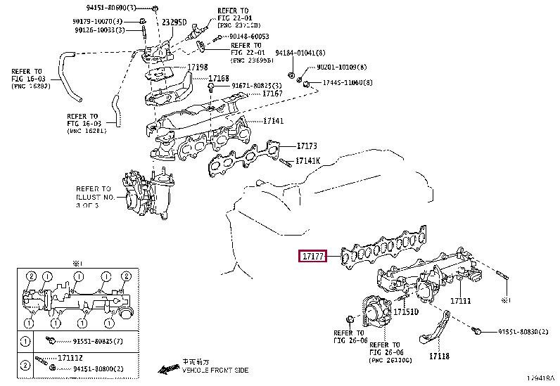 Toyota 17177-11080 Прокладка впускного коллектора 1717711080: Отличная цена - Купить в Украине на EXIST.UA! 1717711080 Toyota Прокладка впускного коллектора