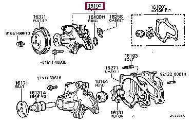 Toyota 16100-19027 Помпа водяна 1610019027: Купити в Україні - Добра ціна на EXIST.UA!