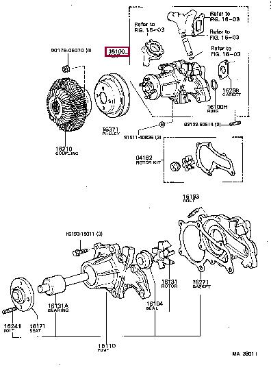 Toyota 16100-19036 Помпа водяна 1610019036: Купити в Україні - Добра ціна на EXIST.UA!