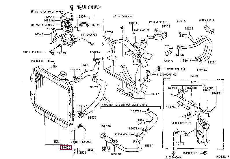 164005B470 Toyota Радиатор охлаждения двигателя