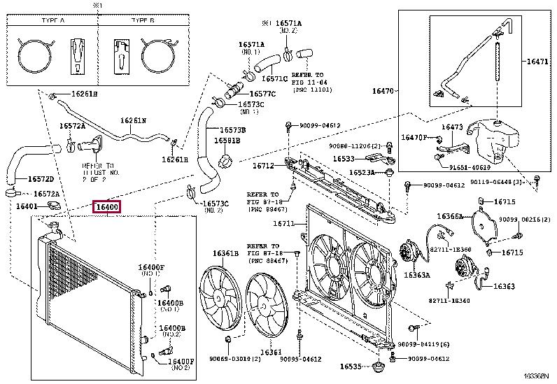 164100H260 Toyota Радиатор охлаждения двигателя