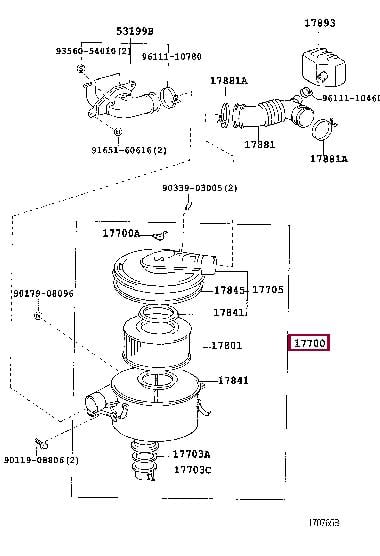 1770017012 Toyota Корпус повітряного фільтру