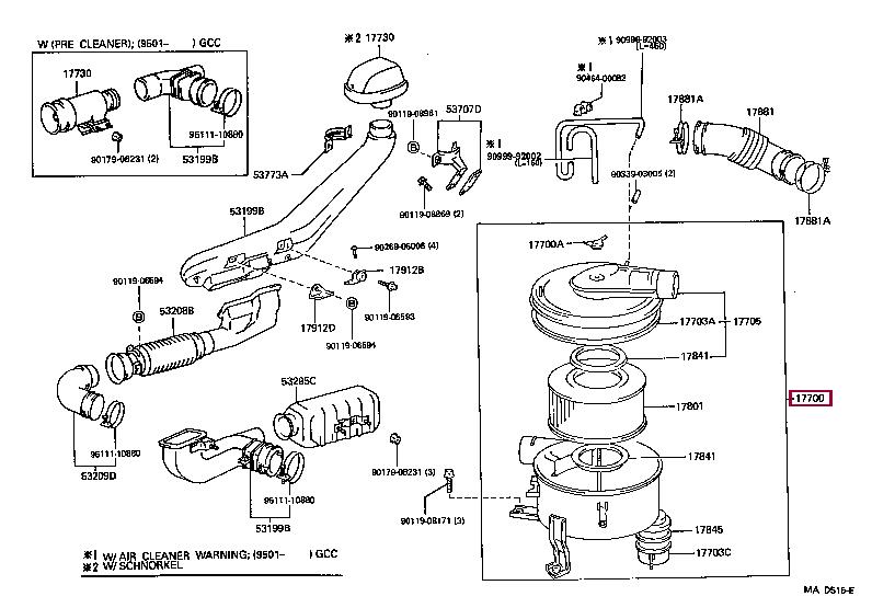 1770017031 Toyota Корпус воздушного фильтра