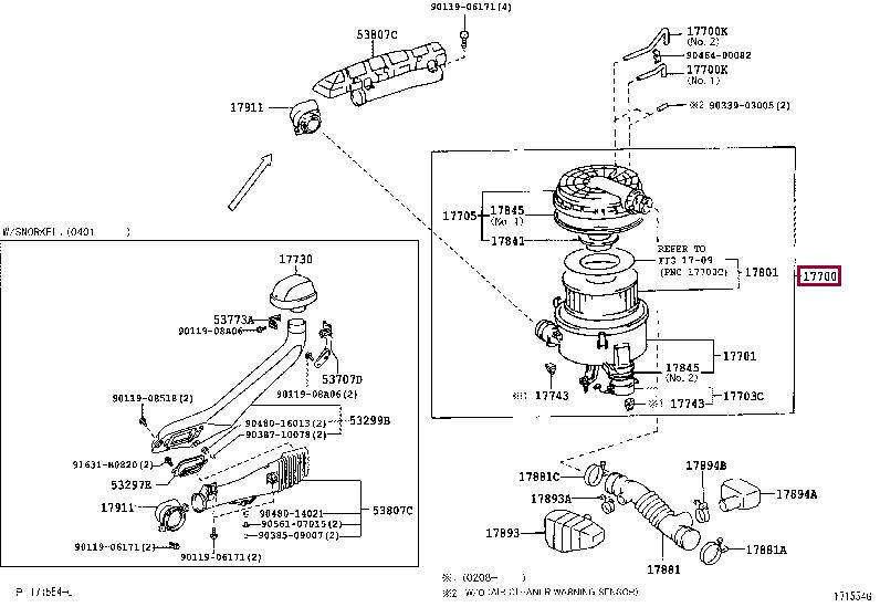 1770017231 Toyota Корпус воздушного фильтра