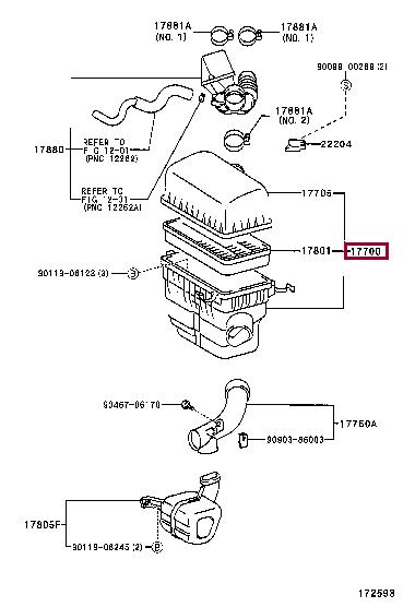 1770020082 Toyota Корпус повітряного фільтру