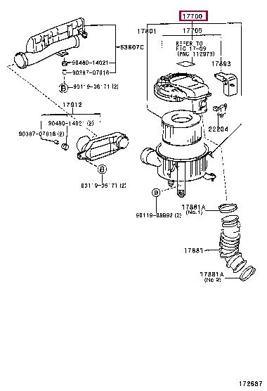 1770030070 Toyota Корпус повітряного фільтру