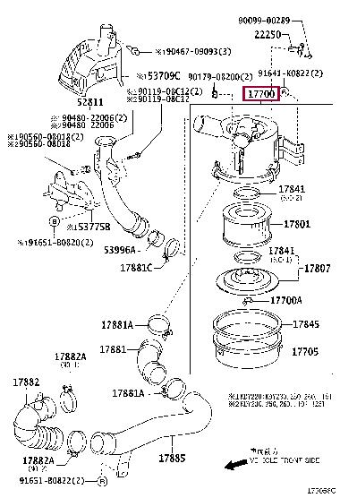 1770030080 Toyota Корпус воздушного фильтра