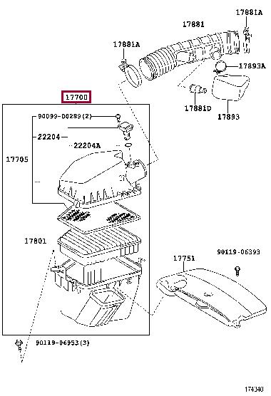 1770031570 Toyota Корпус воздушного фильтра