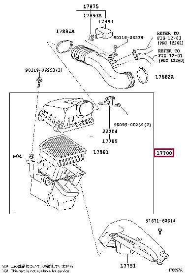 1770038201 Toyota Корпус воздушного фильтра