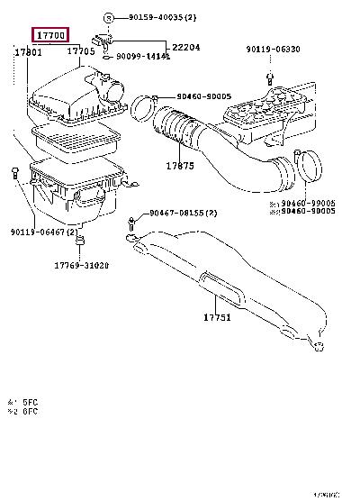 1770050230 Toyota Корпус повітряного фільтру