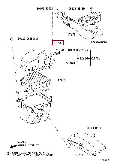 1770050300 Toyota Корпус воздушного фильтра