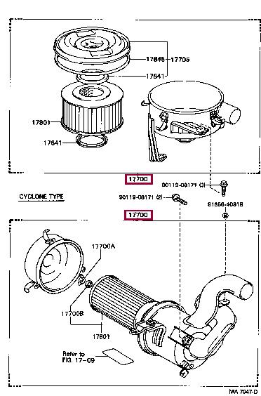 1770054300 Toyota Корпус воздушного фильтра