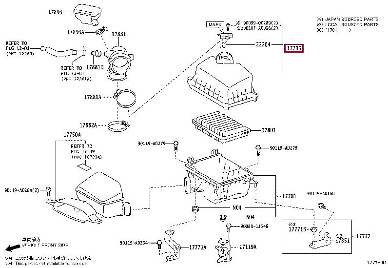 177050V020 Toyota Корпус воздушного фильтра