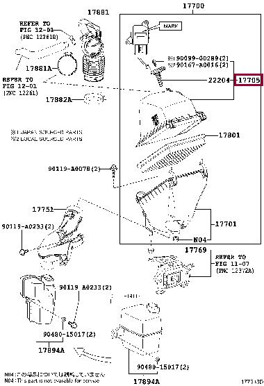 177050V120 Toyota Корпус воздушного фильтра