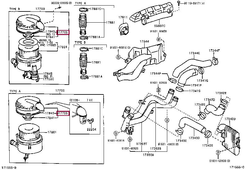 1770517190 Toyota Корпус воздушного фильтра