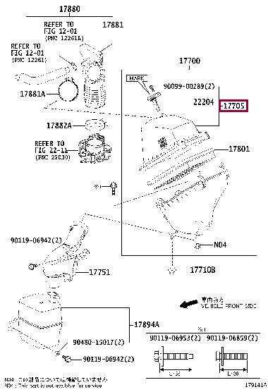 1770536100 Toyota Корпус воздушного фильтра