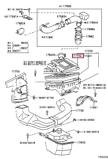 1770564160 Toyota Корпус воздушного фильтра