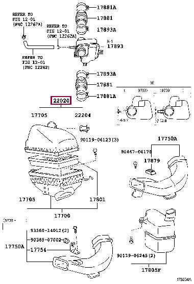 2202020041 Toyota Корпус воздушного фильтра